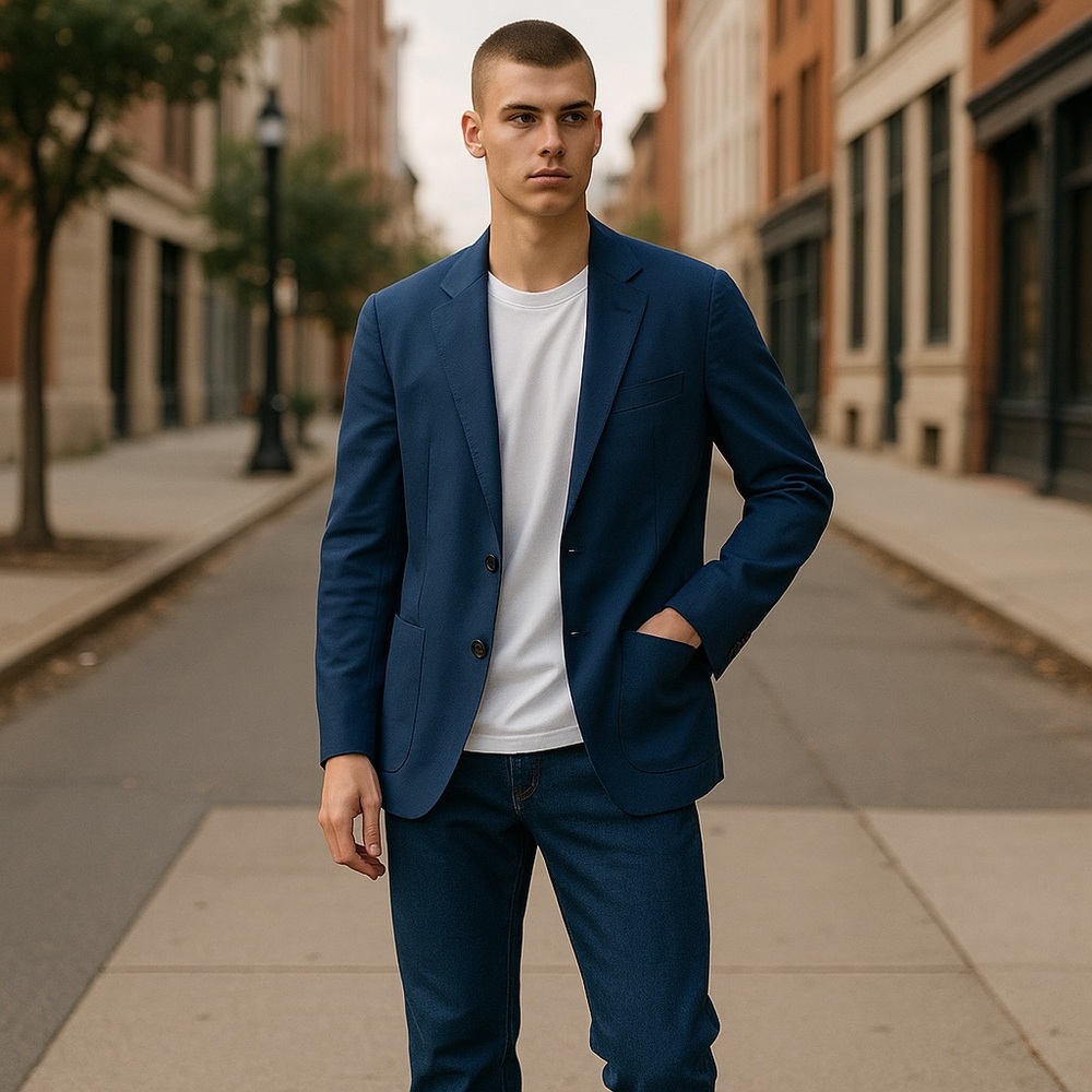 J. Crew Mens Blazer 42R Jacket Ludlow Cotton Navy Blue Dual Vent